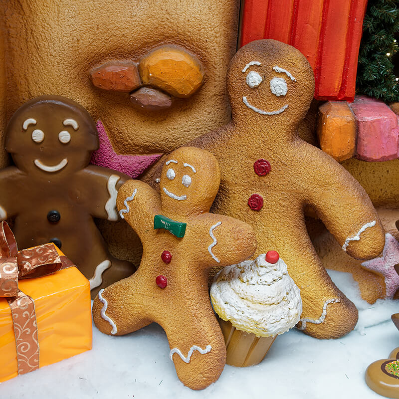 3 large gingerbread cookies.